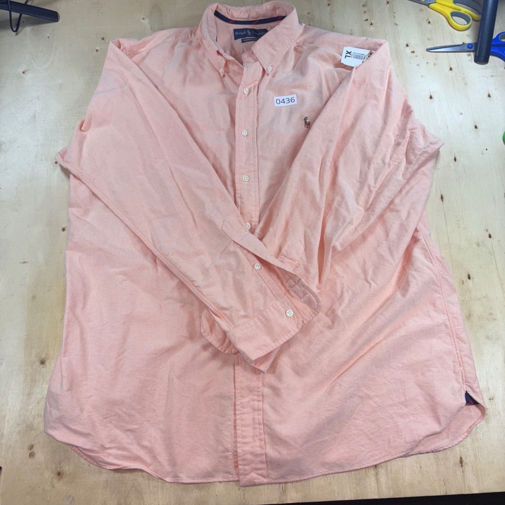 Polo Ralph Lauren Mens XL Classic Fit Oxford Shirt Peach Orange Long Sleeve Pony